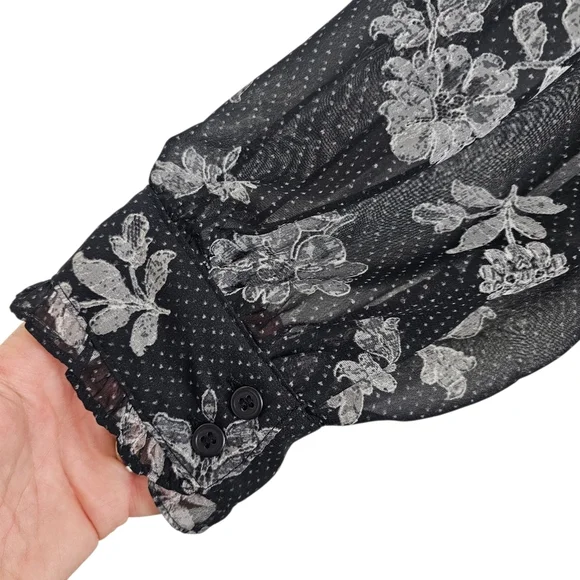 Lane Bryant #1137440 Sheer Ruffled Button-Down Chiffon Top NWT - Picture 9 of 13